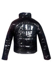 Pu Leather Black Puffer Jacket Women