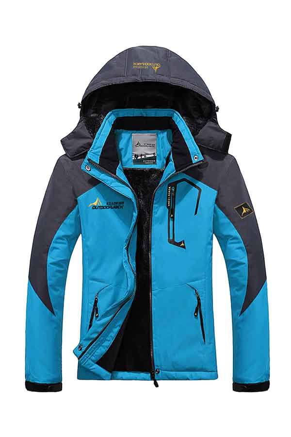 Womens Windproof Ski Jacket Fleece Lined Coat Blue