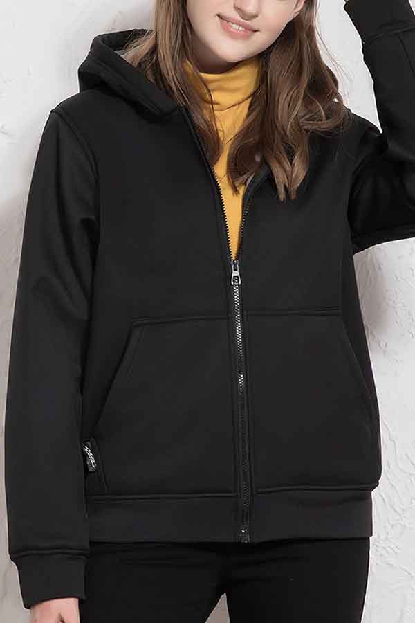 Sherpa Lined Outdoor Jacket For Women Black