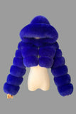 Winter Furry Faux Fur Hooded Coat Sapphire Blue