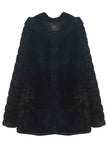 Furry Trench Coat Long Faux Fur Jacket Black