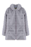 Faux Fur Fluffy Grey Coat With Fur Hood Gray