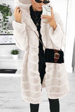 Womens Winter White Fur Faux Coat With Hood