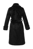 Womens Luxury Lapel Long Faux Fur Black Coat