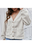 Long Sleeve V Neck Fuzzy Teddy Coat