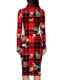 Robe moulante mi-longue sexy à manches longues pour femme
