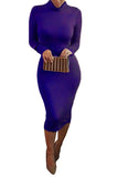 Robe moulante mi-longue sexy à manches longues pour femme