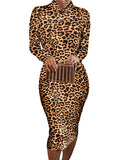 Robe moulante mi-longue sexy à manches longues pour femme