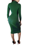Robe moulante mi-longue sexy à manches longues pour femme