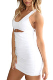 Scoop Neck Cut Out Bodycon Dress White