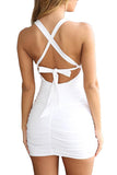 Scoop Neck Cut Out Bodycon Dress White