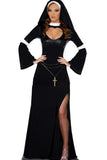 Black Sexy Ladies Split Nun Halloween Costume