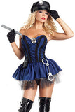 Sexy Blue Womens Strapless Police Halloween Costume