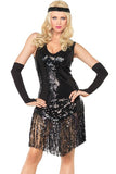 Black Sexy Gatsby Halloween Girls Flapper Dance Costume