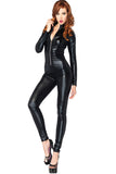 Black Sexy Ladies Fit Halloween Cosplay Zip Cat Costume