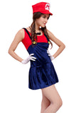 Womens Cartoon Halloween Costume Super Mario Red