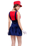 Womens Cartoon Halloween Costume Super Mario Red