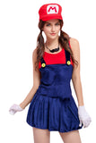 Womens Cartoon Halloween Costume Super Mario Red