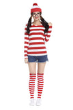 Womens Cartoon Where's Wally Halloween Costume Red