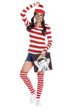 Womens Cartoon Where's Wally Halloween Costume Red