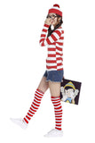 Womens Cartoon Where's Wally Halloween Costume Red