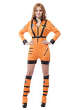 Sexy Astronaut Rocket Space Girl Romper Adult Halloween Costume Orange
