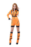 Sexy Astronaut Rocket Space Girl Romper Adult Halloween Costume Orange