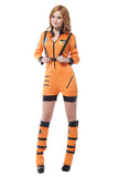 Sexy Astronaut Rocket Space Girl Romper Adult Halloween Costume Orange