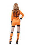 Sexy Astronaut Rocket Space Girl Romper Adult Halloween Costume Orange