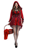Womens Glamorous Halloween Little Red Riding Hood Costume Red