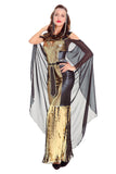 Womens Halloween Greek Goddess Sequin Costume Gold