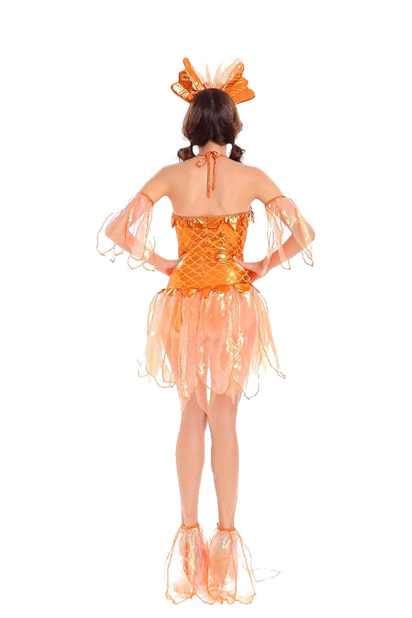 Womens Sexy Halloween Goldfish Mermaid Animal Costume Orange