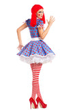 Womens Circus Clown Cosplay Halloween Costume Blue