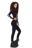 Women's X-Ray Skeleton Catsuit Halloween Costume Black