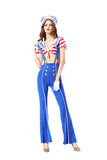 Womens Sexy Cute Crop Top Suspenders Halloween Sailor Costume Blue