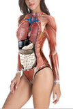 Women's Halloween Human Muscle Bodysuit Costume Brown