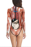 Women's Halloween Human Muscle Bodysuit Costume Brown
