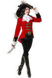 Cool Regal Pirate Halloween Costume For Women Red