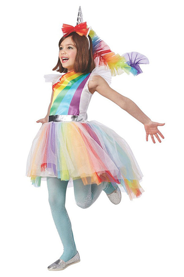 Girls Rainbow Unicorn Halloween Costume