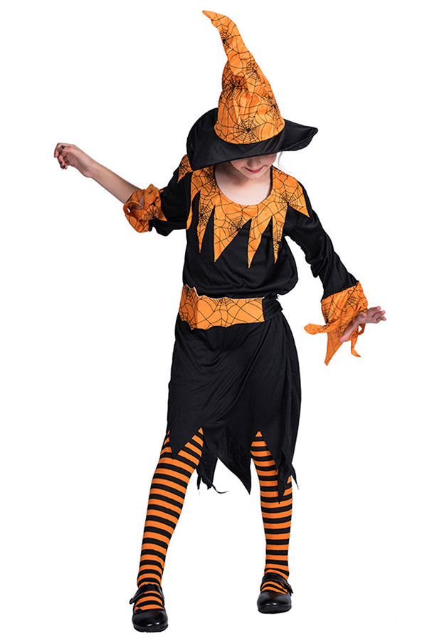 Girls Pumpkin Witch Halloween Costume