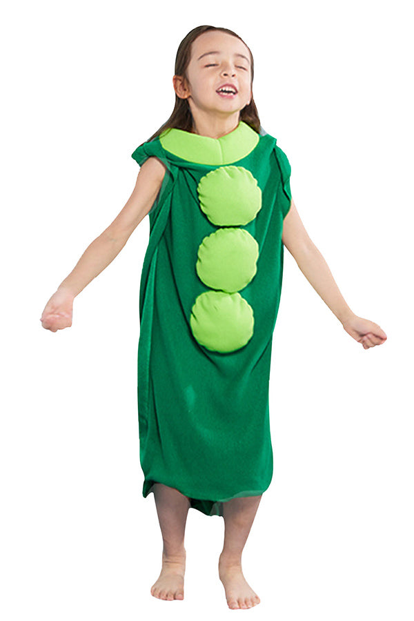 Costume d'Halloween drôle de gousse de pois pour enfants