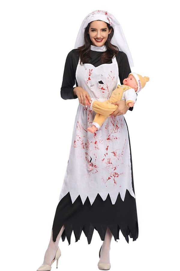 Scary Bloody Nun Halloween Costume For Women