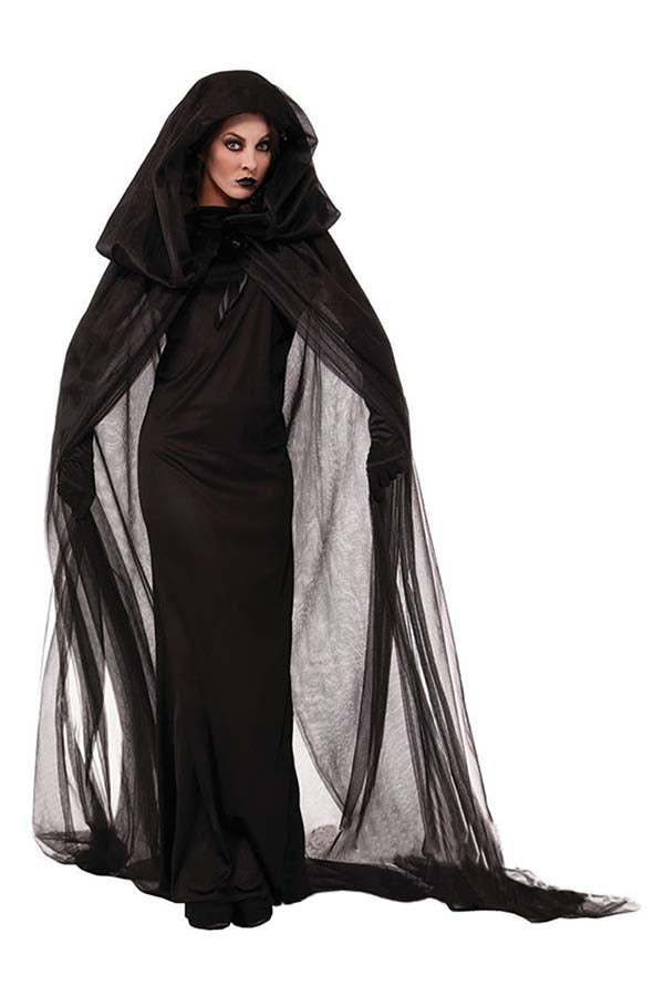 Women's Long Sleeve Mesh Black Witch Halloween Costume