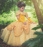 Belle Princess Dress For Girls Cosplay Halloween Costume Yellow