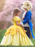 Belle Princess Dress For Girls Cosplay Halloween Costume Yellow