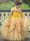 Belle Princess Dress For Girls Cosplay Halloween Costume Yellow