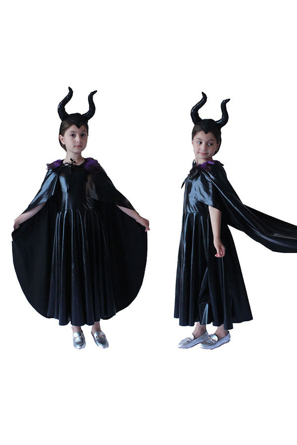 Maléfique Sorcière Noire Halloween Costume Pour Enfants Noir