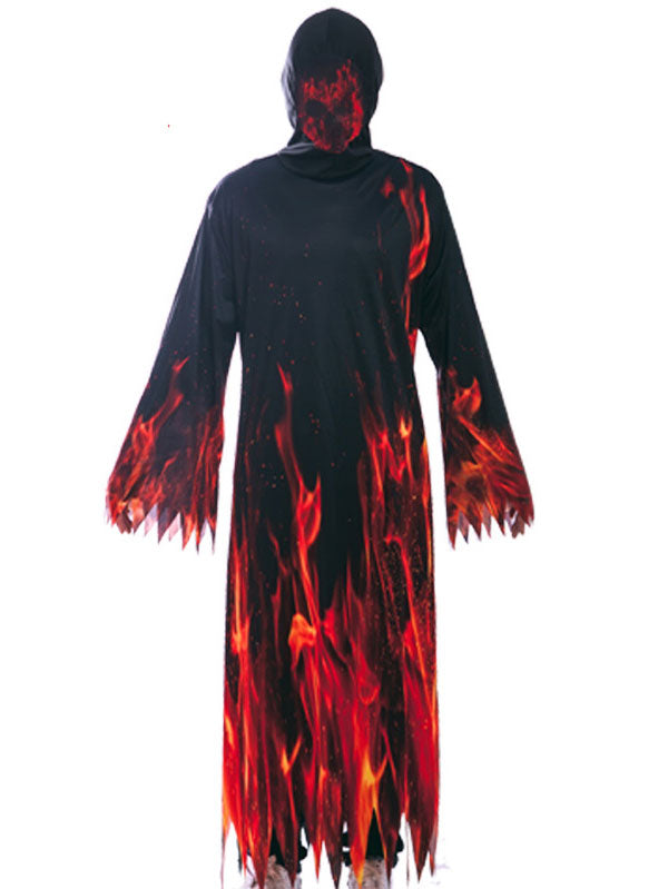 Hood Fire Print Maxi Robe For Man Red