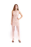 Sleeveless Sequin Maxi Dress Halloween Flapper Dress Pink