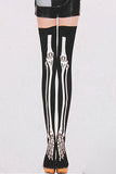 Skeleton Print High Socks Halloween Stockings Black